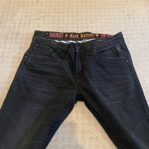 Slightly worn Rock Revival 33x30 black jeans